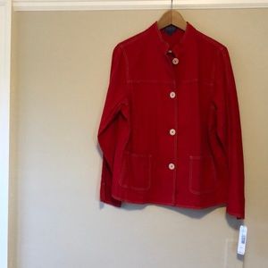 NWT Red linen jacket with contrast stitching.